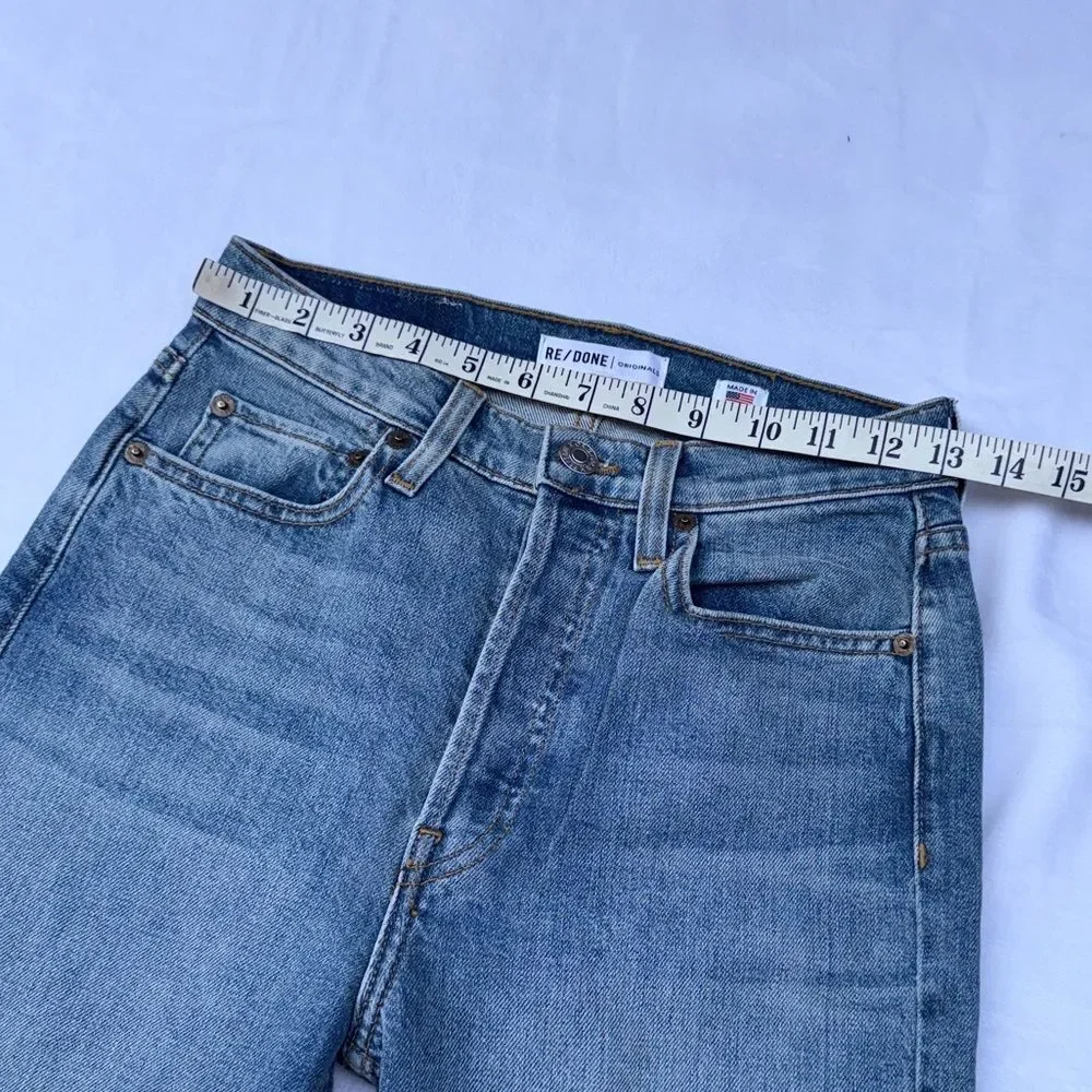 RE/Done High Rise Ankle Crop Stretch Jeans In Classic Stone Size 25